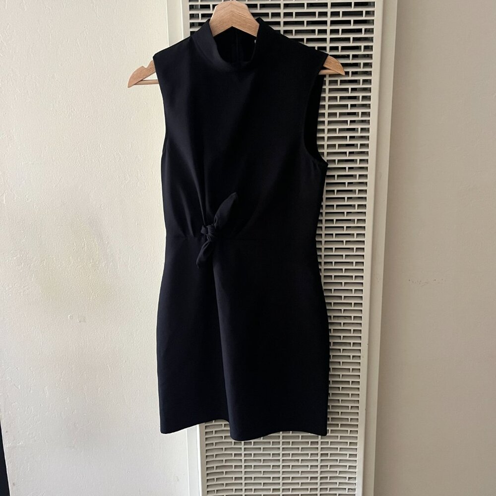 Mango Black Solid Twist Detail Sheath Mini Dress